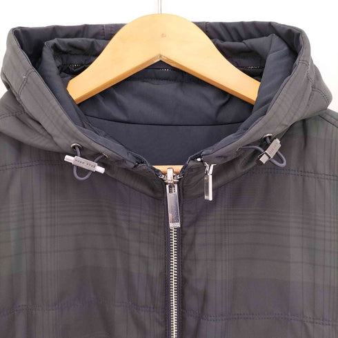 ヒューゴボス HUGO BOSS WATER REPELLMENT リバーシブル フード着脱可 2way タータンチェック ダブルジップ フーデッドブルゾン 裾ドローコード メンズ US:42