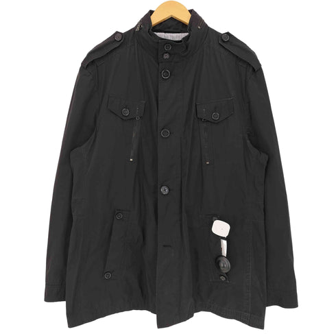 ヒューゴボス HUGO BOSS 裏地ストライプ 比翼ジップ エポレット付き パッカブル マルチポケット ミリタリージャケット メンズ EUR:48