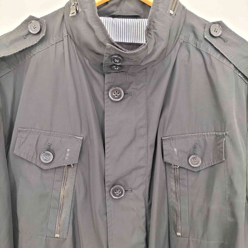 ヒューゴボス HUGO BOSS 裏地ストライプ 比翼ジップ エポレット付き パッカブル マルチポケット ミリタリージャケット メンズ EUR:48