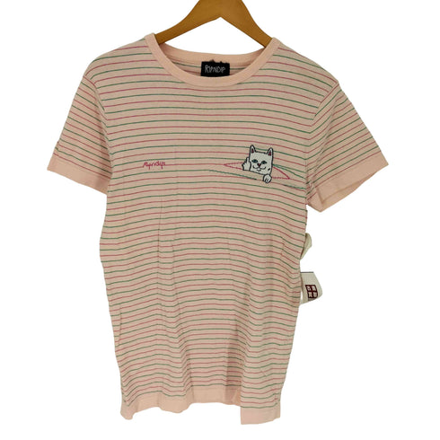 リップンディプ RIPNDIP ブランド キャラクターロゴ ボーダー柄 S/S Tシャツ レディース JPN:M
