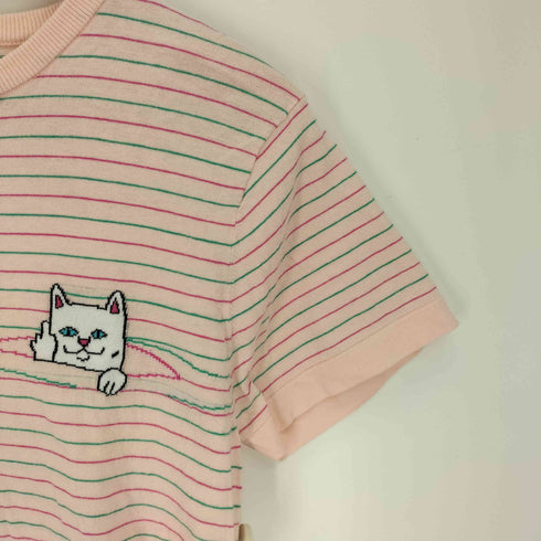 リップンディプ RIPNDIP ブランド キャラクターロゴ ボーダー柄 S/S Tシャツ レディース JPN:M
