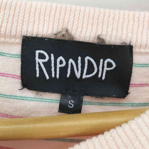 リップンディプ RIPNDIP ブランド キャラクターロゴ ボーダー柄 S/S Tシャツ レディース JPN:M