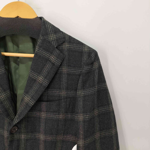 ビームス BEAMS Custom tailor FRATELLI TALLIA DI DELFINO ウール カシミヤ チェック柄 総裏 3B テーラード ジャケット メンズ