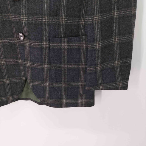 ビームス BEAMS Custom tailor FRATELLI TALLIA DI DELFINO ウール カシミヤ チェック柄 総裏 3B テーラード ジャケット メンズ