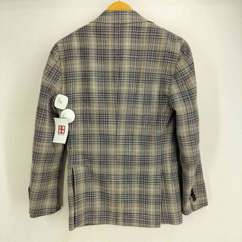 ラルディー二 LARDINI 段返り3B グレンチェックシルクテーラートドジャケット メンズ JPN:44