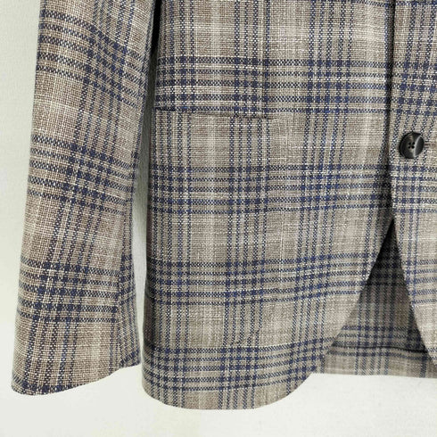 ラルディー二 LARDINI 段返り3B グレンチェックシルクテーラートドジャケット メンズ JPN:44