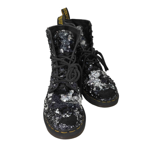 ドクターマーチン Dr.Martens 8ホール スパンコール レースアップブーツ レディース EUR:37