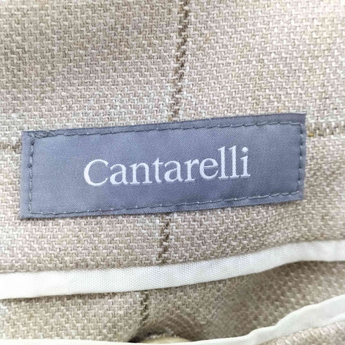 カンタレーリ Cantarelli イタリア製 チェック柄 55/45 シルク ウール 段返り3B テーラードジャケット サマージャケット メンズ JPN:42
