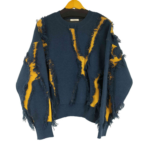 クラシカルエルフ CLASSICAL ELF フリンジ配色オーバーニット レディース JPN:S