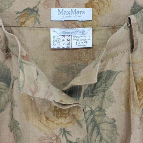 マックスマーラ MAX MARA 白タグ イタリア製 リネンフラワーペンシルスカート レディース JPN:40