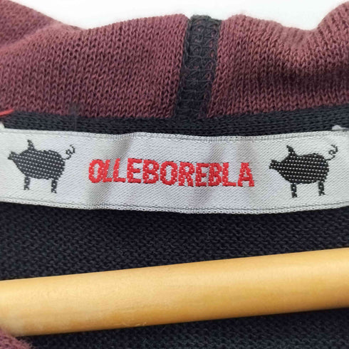 アルベロベロ OLLEBOREBLA オレボレブラ ガールモチーフ アップリケ ビジュー装飾 フリルテープ ダブルジップ シアー 半袖ジップアップパーカー レディース