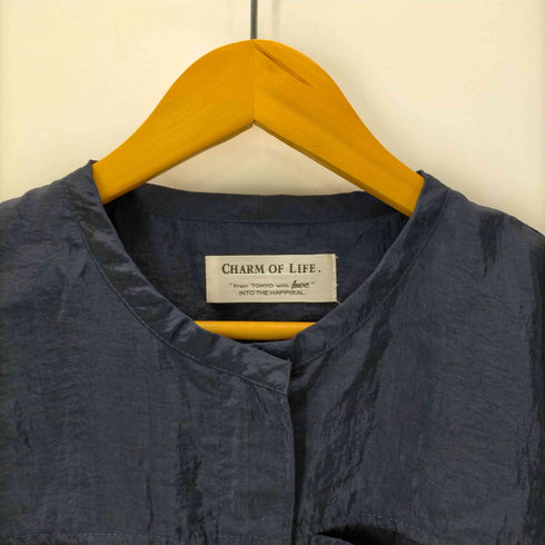 CHARM OF LIFE パフスリーブ ドローコード ナイロン ブラウス レディース FREE