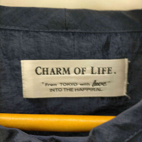 CHARM OF LIFE パフスリーブ ドローコード ナイロン ブラウス レディース FREE