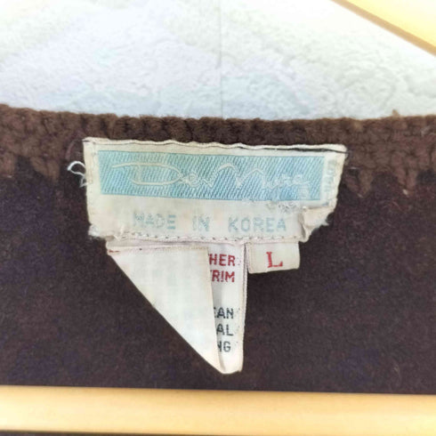 DeMuna 韓国製スエードレザーカギ編みベスト レディース import:L
