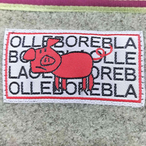 アルベロベロ OLLEBOREBLA オレボレブラ ブタさん 箔加工 アップリケ ビジュースパンコール装飾 フリルテープ ダブルジップ ロング ジップアップフーディー ジャケット レディース