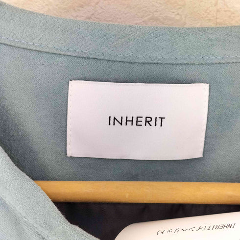 インヘリット INHERIT SYNTHETIC LEATHER フェイクレザースエードノーカラージャケット メンズ S