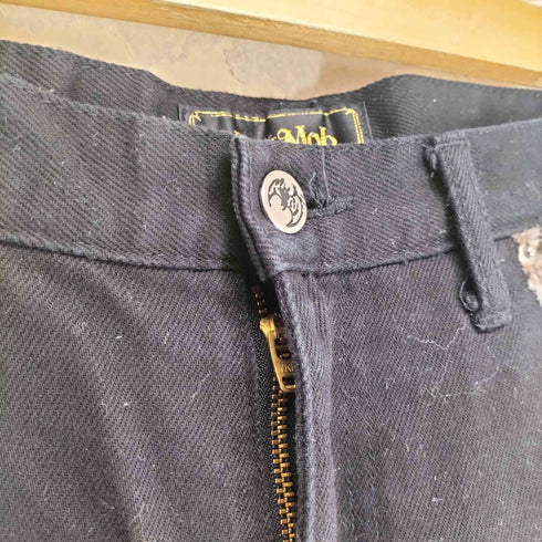 KING MOB Y2K シンチバック レオパード ストレートデニム メンズ W32 L34