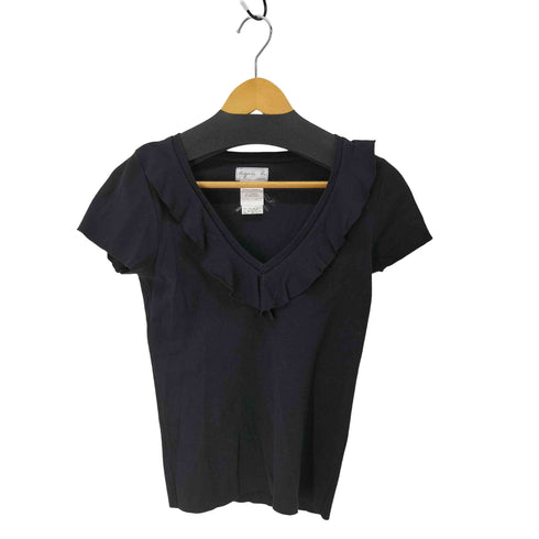 アニエスベー agnes b. フランス製 フリル Vネック Tシャツ レディース 2