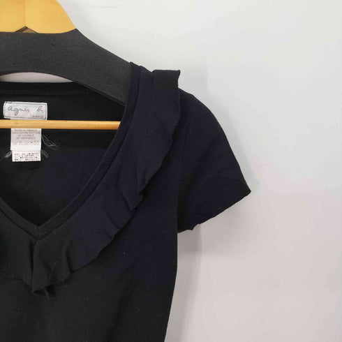 アニエスベー agnes b. フランス製 フリル Vネック Tシャツ レディース 2