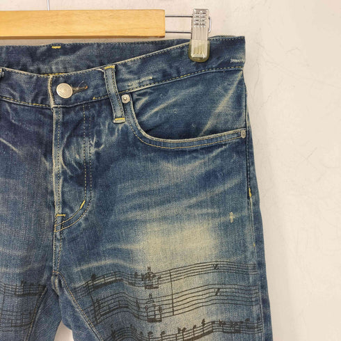 ヒステリックグラマー HYSTERIC GLAMOUR SP加工MUSIC NOTE 音符 楽譜 デニムパンツ メンズ 32