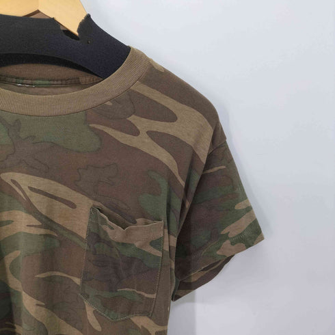 90S 迷彩 ウッドランドカモ 裾袖シングルステッチ Tシャツ メンズ