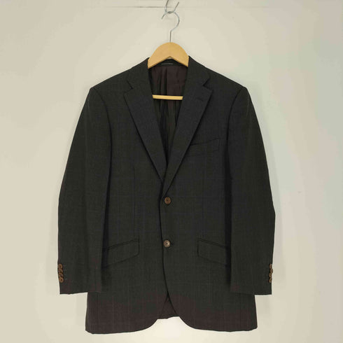 グリーンレーベルリラクシング GREEN LABEL RELAXING チェック柄 ウール 2B テーラードジャケット ノータック スラックス スーツセットアップ メンズ 46