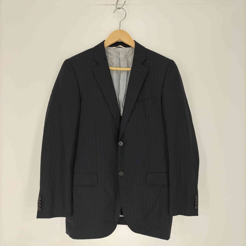 エルメネジルドゼニア Ermenegildo Zegna ストライプ ウール 2B テーラードジャケット ノータック スラックス スーツセットアップ メンズ 46