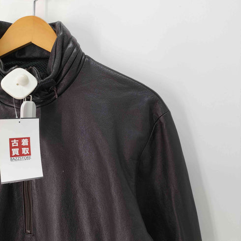 テットオム TETE HOMME 牛革 カウレザー サイドジップ ハーフジップ プルオーバー レザージャケット 裏地メッシュ メンズ JPN:L