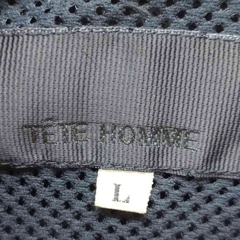 テットオム TETE HOMME 牛革 カウレザー サイドジップ ハーフジップ プルオーバー レザージャケット 裏地メッシュ メンズ JPN:L