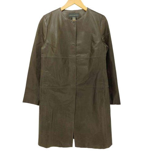 バナナリパブリック BANANA REPUBLIC ノーカラーレザーコート レディース import:S