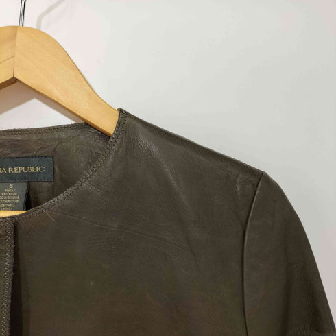 バナナリパブリック BANANA REPUBLIC ノーカラーレザーコート レディース import:S