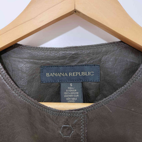 バナナリパブリック BANANA REPUBLIC ノーカラーレザーコート レディース import:S