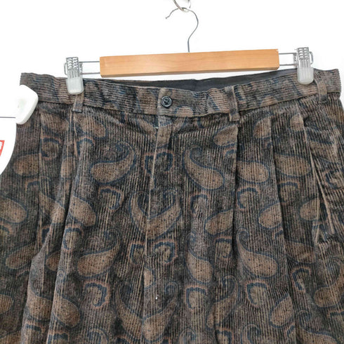 エーアイイー AiE Tucked Wide Pant - 8W Corduroy Paisley Printed タック ワイド パンツ コーデュロイ ペイズリー プリント メンズ L
