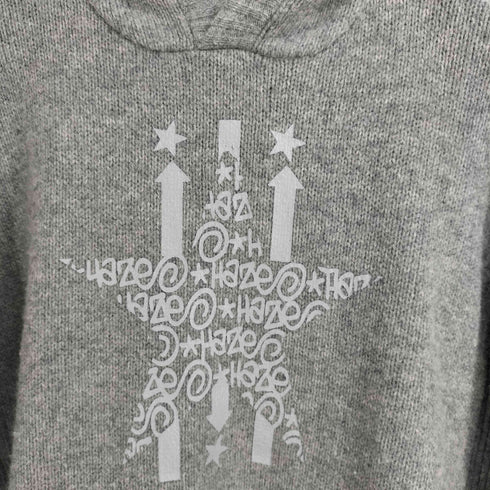 00S ウール100 フロントプリント パーカーニット メンズ import:M