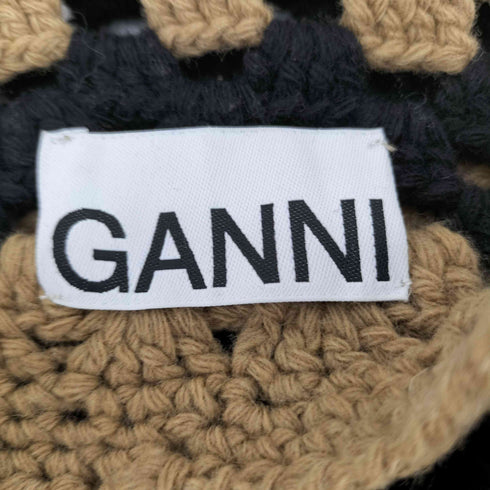 ガニー Ganni Lembswool Crochat ウールナイロン ツートンカラー ニット帽 レディース ONE SIZE