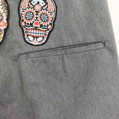 サスクワァッチファブリックス SASQUATCHfabrix. メキシカンスカル ドクロ刺繍ワッペン 七分丈パンツ メンズ JPN:S