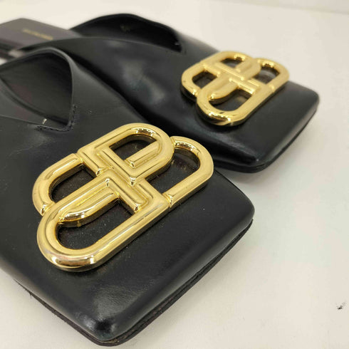 バレンシアガ BALENCIAGA ミュール サンダル レザー ゴールド バックル レディース JPN:23.5