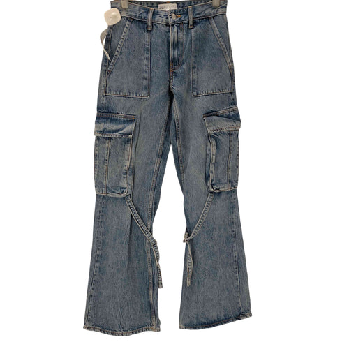 ザラ ZARA ブーツカット フレア ワイド カーゴ デニム パンツ レディース 32