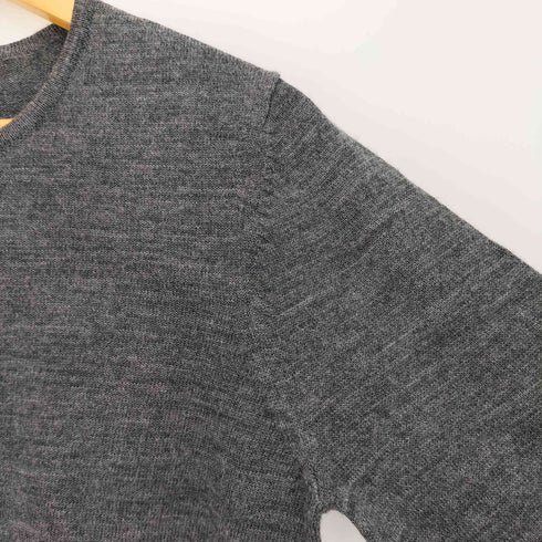 Via Faburrica ビジュー アップリケ装飾 切替 Uネック ウール ボーダーニット レディース M L