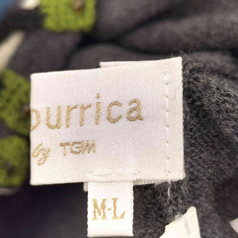 Via Faburrica ビジュー アップリケ装飾 切替 Uネック ウール ボーダーニット レディース M L