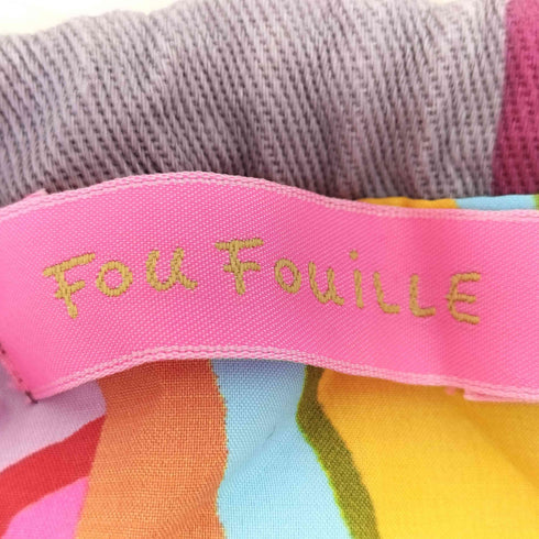 アルベロベロ OLLEBOREBLA Fou FouiLLE フフイユ 裏地総柄 パッチワーク アップリケ ビジュー装飾 細畝コーデュロイ ナップサック レディース