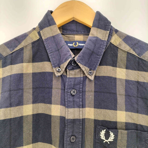 フレッドペリー FRED PERRY Tartan Shirt ロゴ刺繍 タータンチェック 長袖 シャツ メンズ import:M