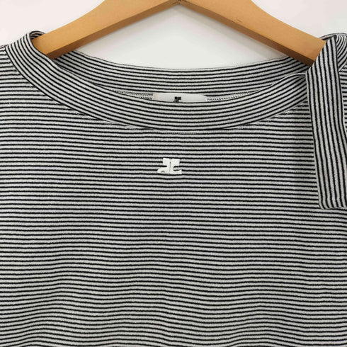 クレージュ courreges センターロゴ刺繍 ボーダーラメ 半袖カットソー レディース 9R