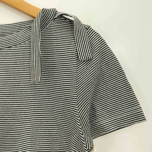 クレージュ courreges センターロゴ刺繍 ボーダーラメ 半袖カットソー レディース 9R