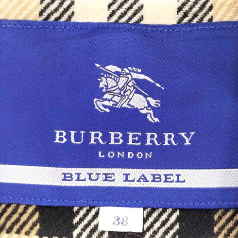 バーバリーブルーレーベル BURBERRY BLUE LABEL 裏地ノバチェック ライナー付 斜めボタン 変形 ショートトレンチコート レディース 38
