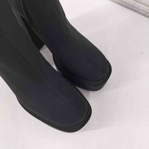 ザラ ZARA ファブリックプラットフォーム ニーハイ ロングブーツ レディース 36