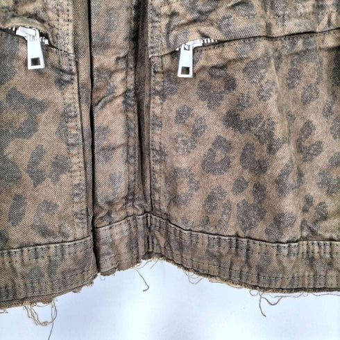 ザラ ZARA レオパード柄 ダメージ加工クロップドジャケット メンズ import:L
