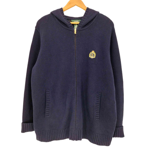 ローレンラルフローレン LAUREN RALPH LAUREN エンブレム刺繍 コットンニット ジップアップ パーカー メンズ 1X