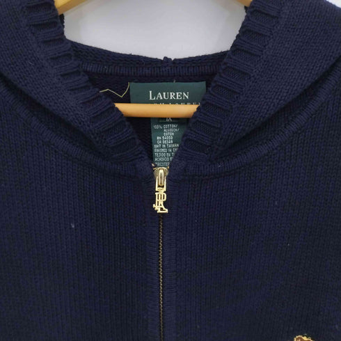 ローレンラルフローレン LAUREN RALPH LAUREN エンブレム刺繍 コットンニット ジップアップ パーカー メンズ 1X