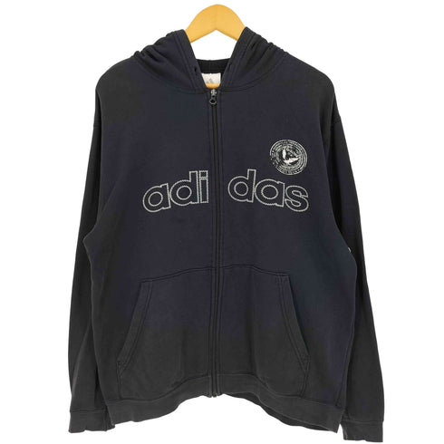 アディダス adidas 00s ロゴ ステッチプリント ジップアップパーカー メンズ import:M